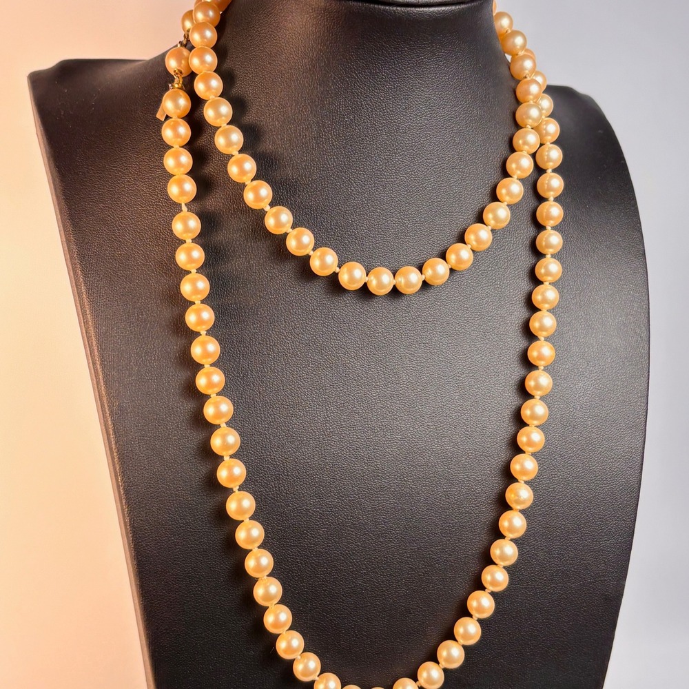 Vintage Marvella Necklace Champagne Glass Pearl Strand Classic Bridal Some Wear